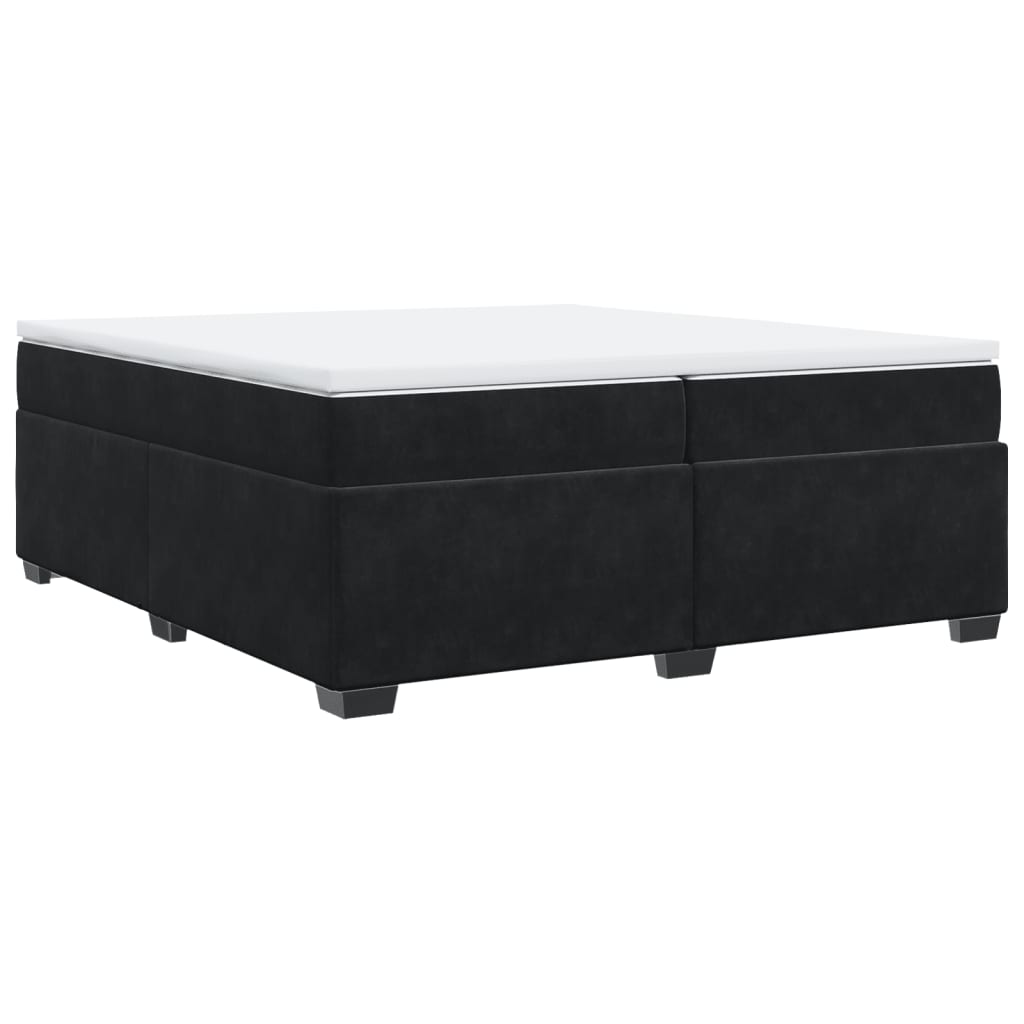 vidaXL Κρεβάτι Boxspring με Στρώμα Μαύρο 200x200 εκ. Βελούδινο