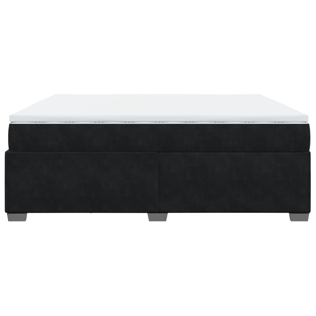 vidaXL Κρεβάτι Boxspring με Στρώμα Μαύρο 200x200 εκ. Βελούδινο