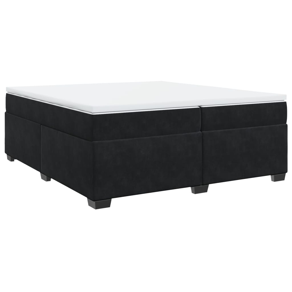 vidaXL Κρεβάτι Boxspring με Στρώμα Μαύρο 200x200 εκ. Βελούδινο