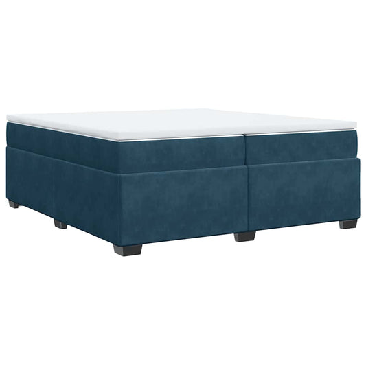 vidaXL Κρεβάτι Boxspring με Στρώμα Σκούρο Μπλε 200x200 εκ. Βελούδινο