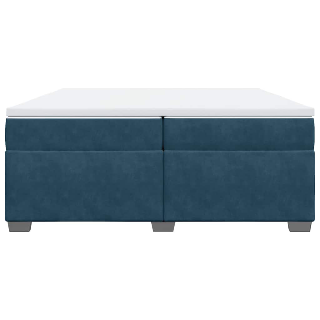 vidaXL Κρεβάτι Boxspring με Στρώμα Σκούρο Μπλε 200x200 εκ. Βελούδινο