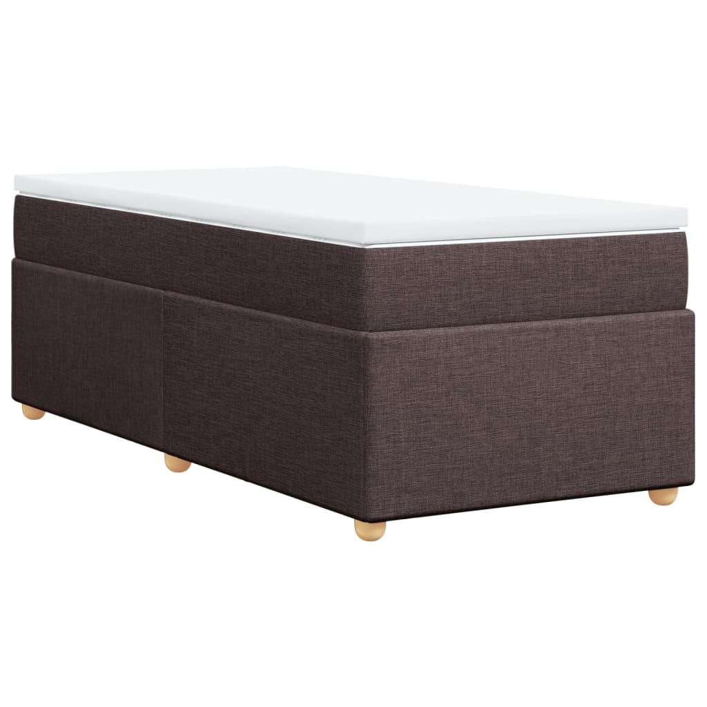 vidaXL Κρεβάτι Boxspring με Στρώμα Σκούρο Καφέ 80x200 εκ. Υφασμάτινο