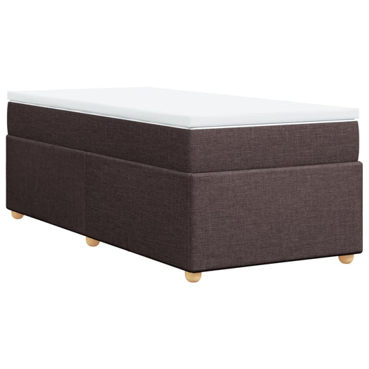 vidaXL Κρεβάτι Boxspring με Στρώμα Σκούρο Καφέ 80x200 εκ. Υφασμάτινο