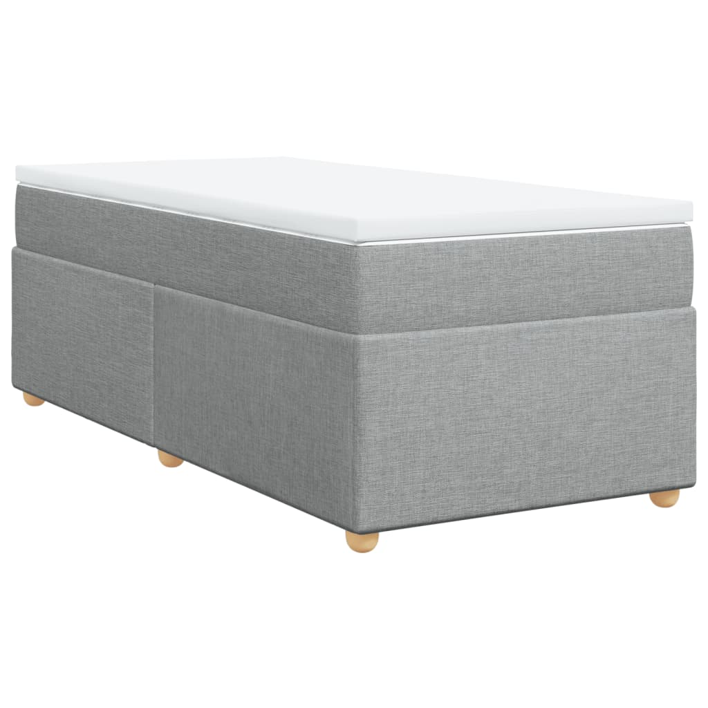 vidaXL Κρεβάτι Boxspring με Στρώμα Ανοιχτό Γκρι 90x190 εκ. Υφασμάτινο