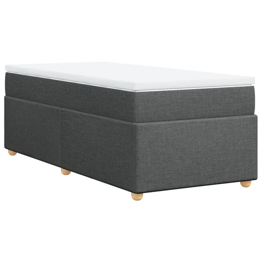 vidaXL Κρεβάτι Boxspring με Στρώμα Σκούρο Γκρι 90x190 εκ. Υφασμάτινο