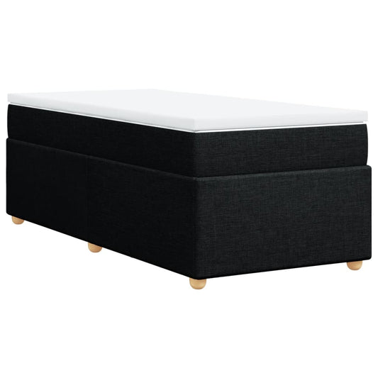 vidaXL Κρεβάτι Boxspring με Στρώμα Μαύρο 90x190 εκ.Υφασμάτινο