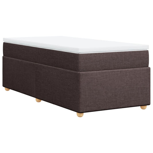 vidaXL Κρεβάτι Boxspring με Στρώμα Σκούρο Καφέ 90x190 εκ. Υφασμάτινο
