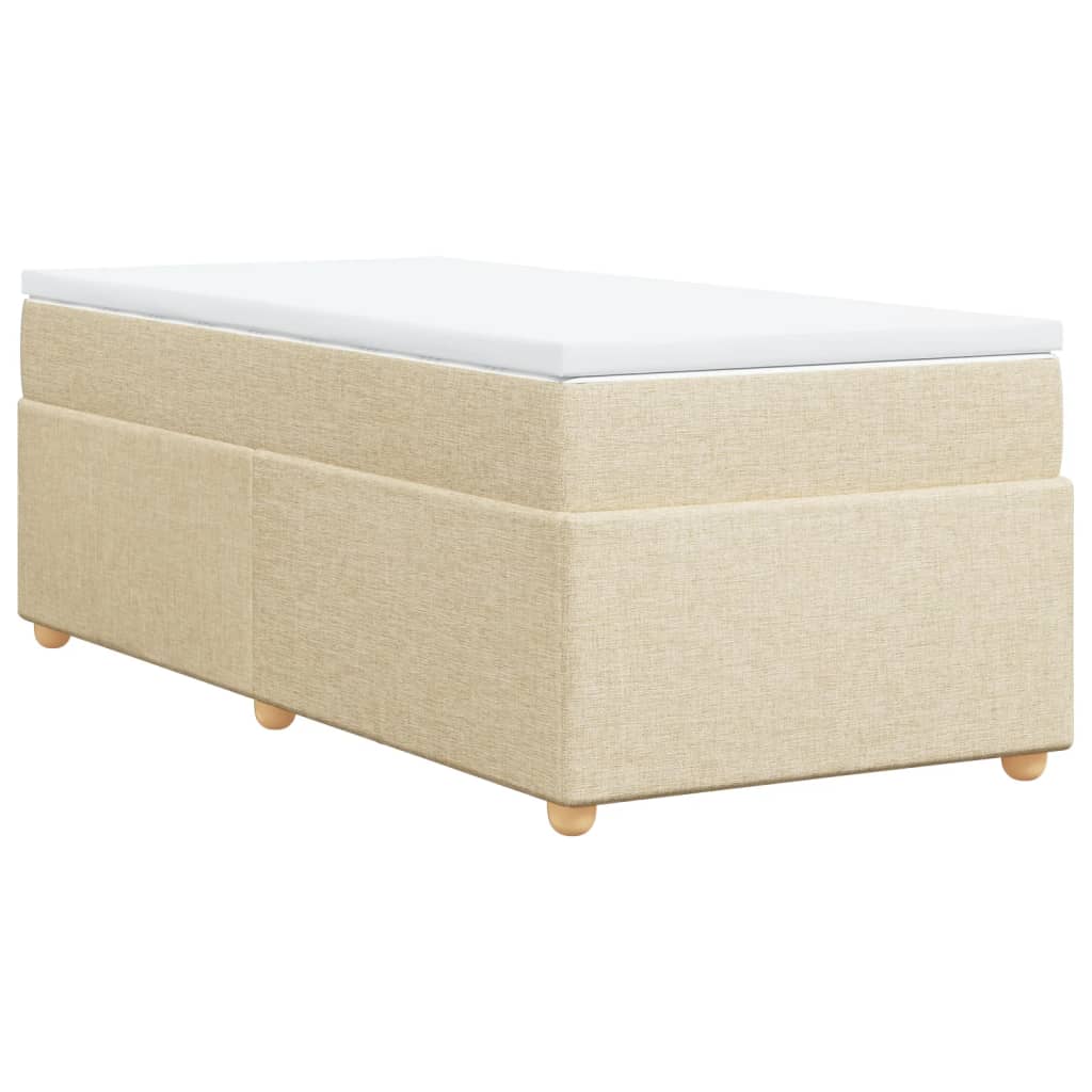 vidaXL Κρεβάτι Boxspring με Στρώμα Κρεμ 90x190 εκ.Υφασμάτινο