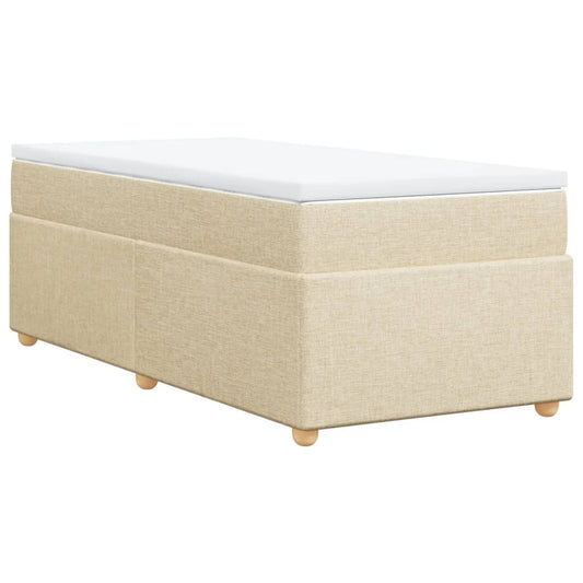vidaXL Κρεβάτι Boxspring με Στρώμα Κρεμ 90x190 εκ.Υφασμάτινο