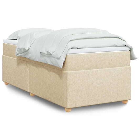 vidaXL Κρεβάτι Boxspring με Στρώμα Κρεμ 90x190 εκ.Υφασμάτινο