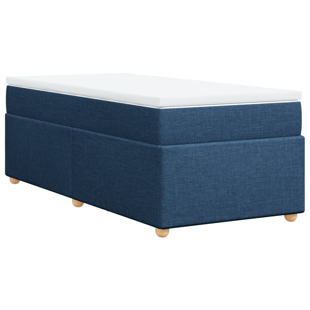 vidaXL Κρεβάτι Boxspring με Στρώμα Μπλε 90x190 εκ.Υφασμάτινο