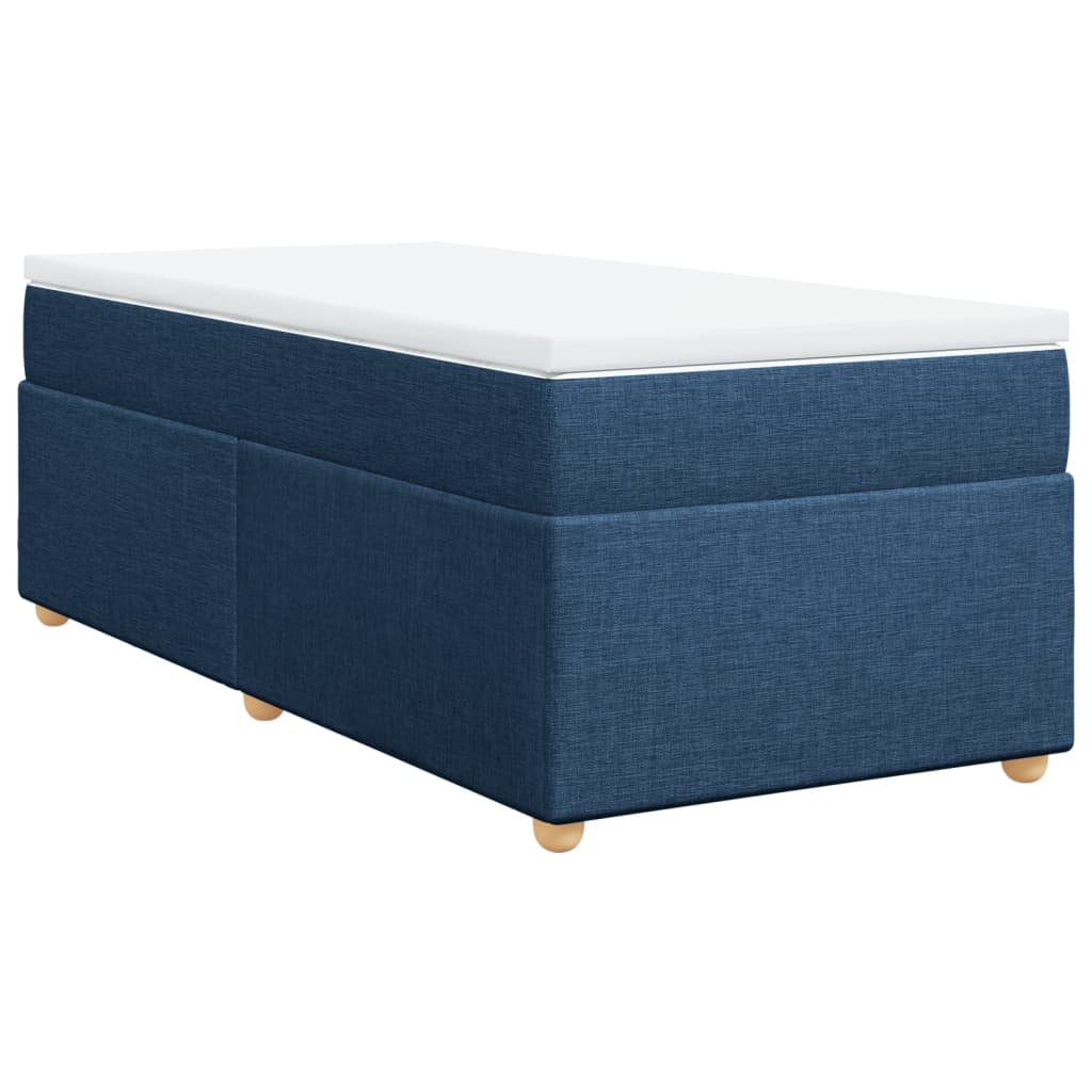 vidaXL Κρεβάτι Boxspring με Στρώμα Μπλε 90x190 εκ.Υφασμάτινο