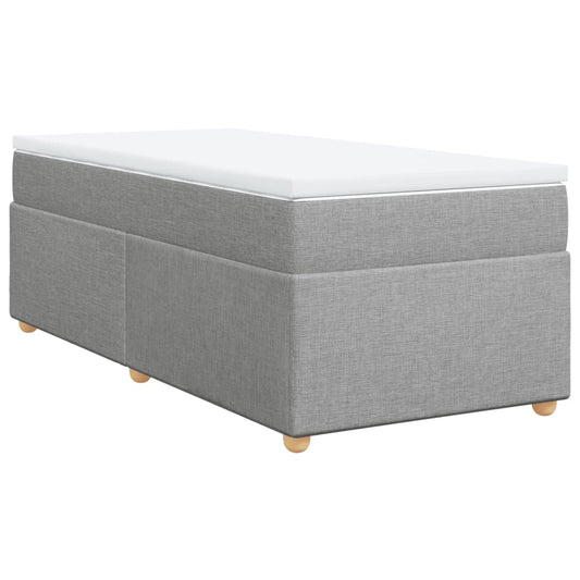 vidaXL Κρεβάτι Boxspring με Στρώμα Ανοιχτό Γκρι 90x200 εκ. Υφασμάτινο