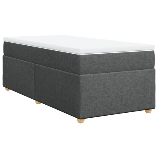 vidaXL Κρεβάτι Boxspring με Στρώμα Σκούρο Γκρι 90x200 εκ. Υφασμάτινο