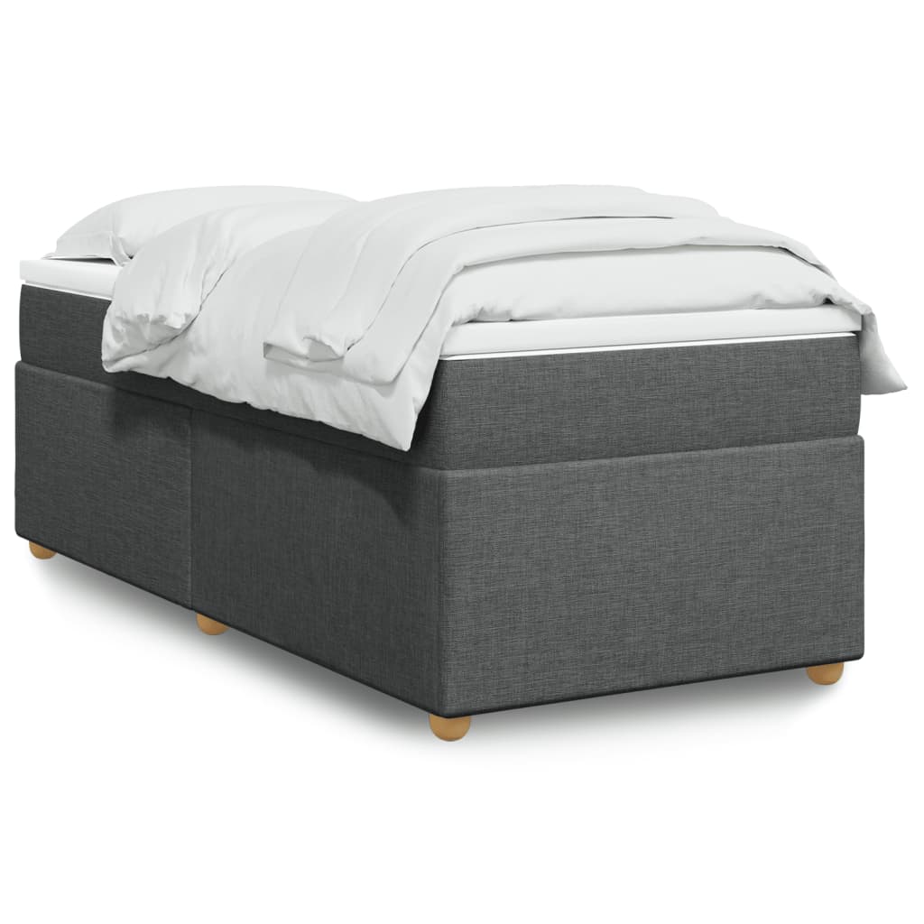 vidaXL Κρεβάτι Boxspring με Στρώμα Σκούρο Γκρι 90x200 εκ. Υφασμάτινο