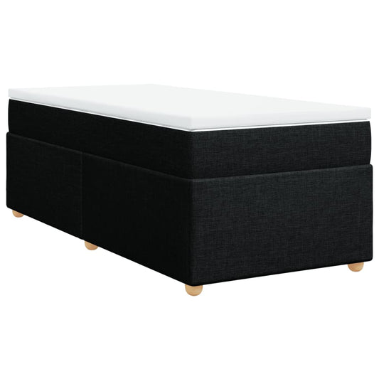 vidaXL Κρεβάτι Boxspring με Στρώμα Μαύρο 90x200 εκ. Υφασμάτινο