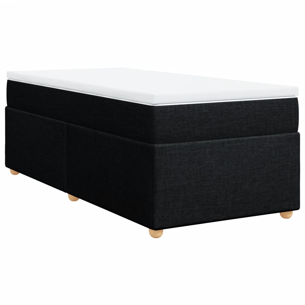 vidaXL Κρεβάτι Boxspring με Στρώμα Μαύρο 90x200 εκ. Υφασμάτινο