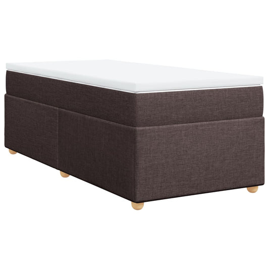 vidaXL Κρεβάτι Boxspring με Στρώμα Σκούρο Καφέ 90x200 εκ. Υφασμάτινο