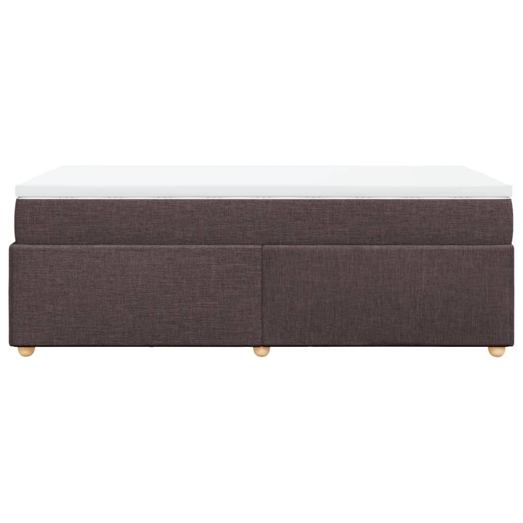 vidaXL Κρεβάτι Boxspring με Στρώμα Σκούρο Καφέ 90x200 εκ. Υφασμάτινο