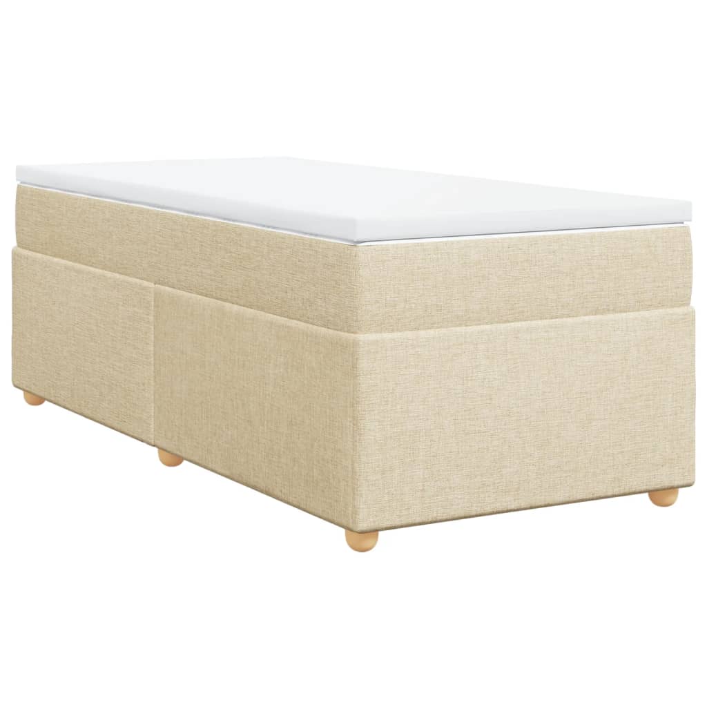 vidaXL Κρεβάτι Boxspring με Στρώμα Κρεμ 90x200 εκ.Υφασμάτινο