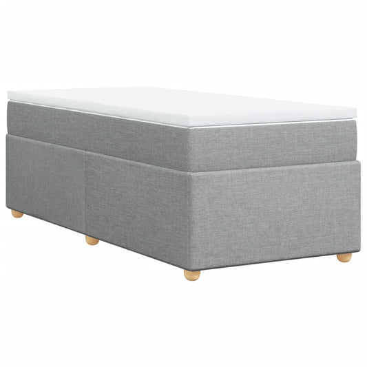vidaXL Κρεβάτι Boxspring με Στρώμα Ανοιχτό Γκρι 100x200 εκ. Υφασμάτινο