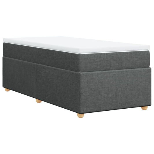 vidaXL Κρεβάτι Boxspring με Στρώμα Σκούρο Γκρι 100x200 εκ. Υφασμάτινο