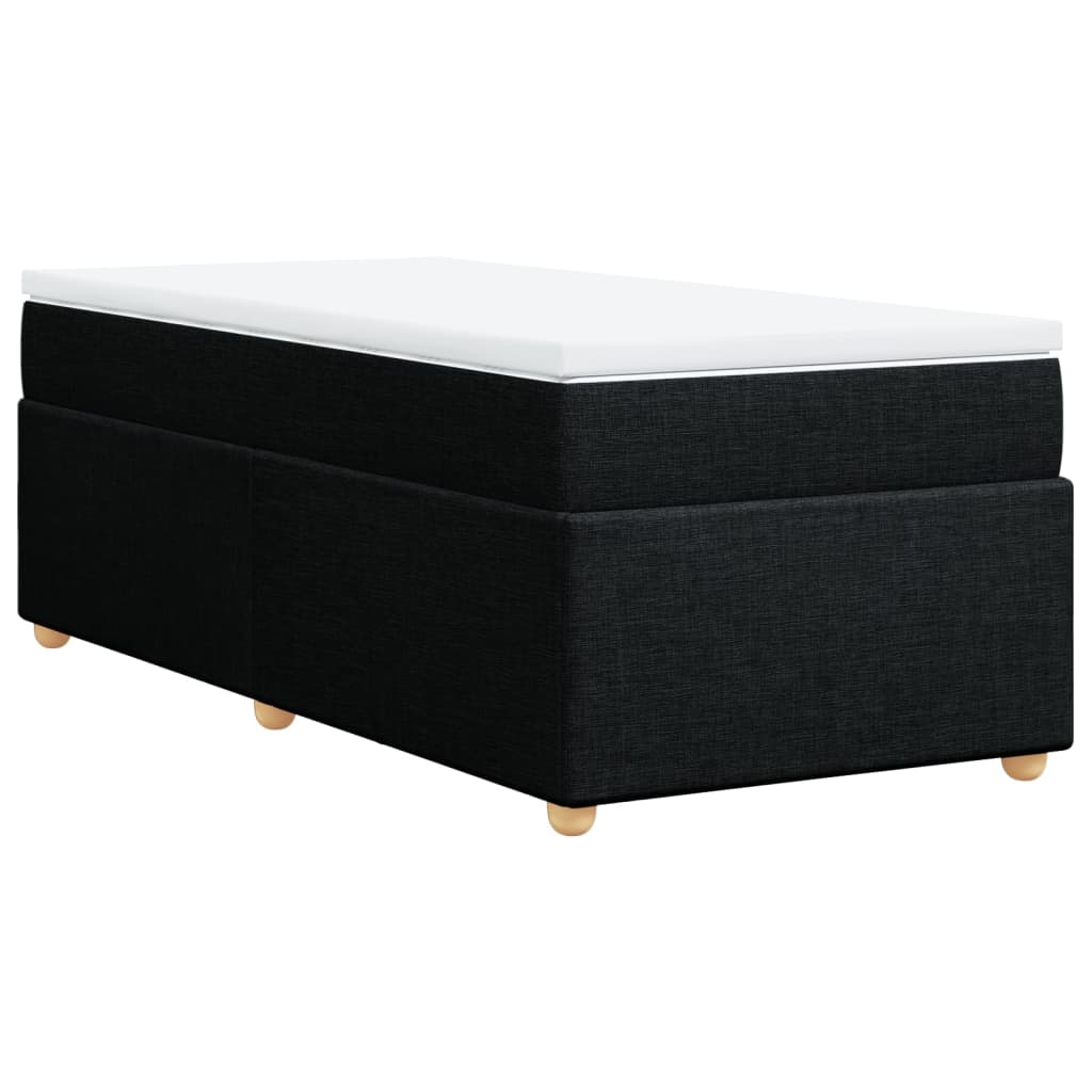 vidaXL Κρεβάτι Boxspring με Στρώμα Μαύρο 100 x 200 εκ. Υφασμάτινο
