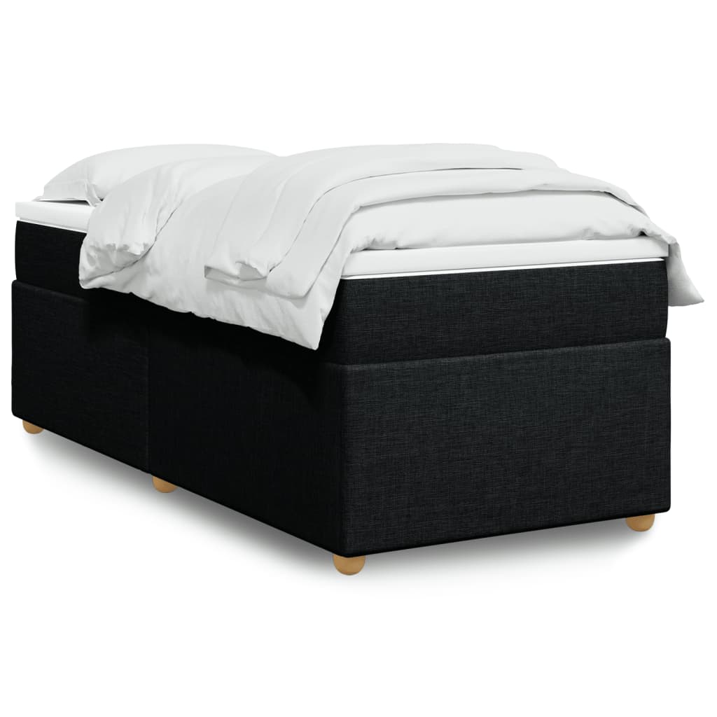 vidaXL Κρεβάτι Boxspring με Στρώμα Μαύρο 100 x 200 εκ. Υφασμάτινο