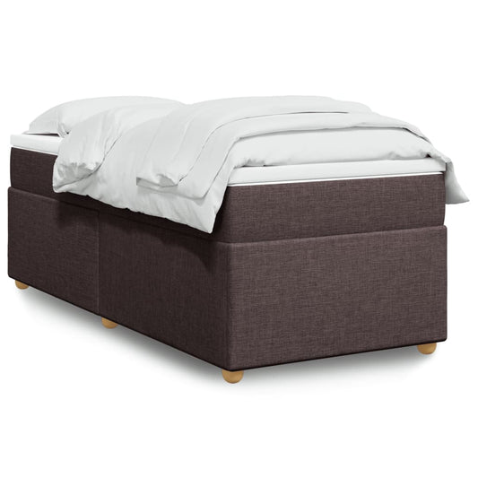 vidaXL Κρεβάτι Boxspring με Στρώμα Σκούρο Καφέ 100x200 εκ. Υφασμάτινο