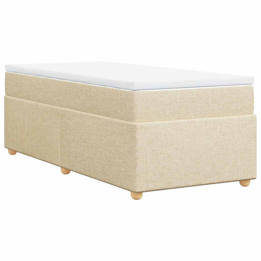 vidaXL Κρεβάτι Boxspring με Στρώμα Κρεμ 100 x 200 εκ. Υφασμάτινο