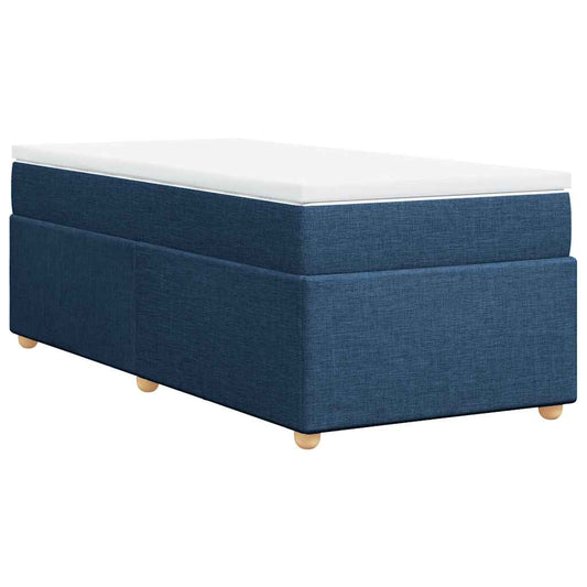 vidaXL Κρεβάτι Boxspring με Στρώμα Μπλε 100 x 200 εκ. Υφασμάτινο