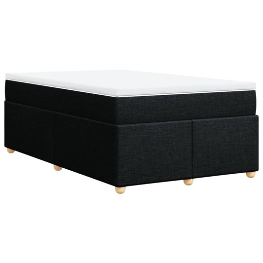vidaXL Κρεβάτι Boxspring με Στρώμα Μαύρο 120x190 εκ. Υφασμάτινο