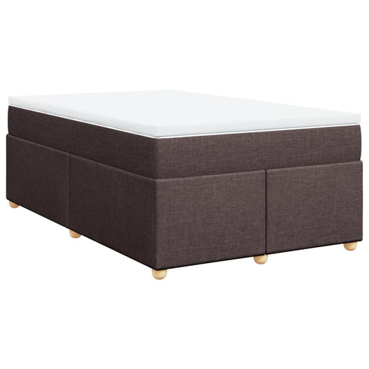 vidaXL Κρεβάτι Boxspring με Στρώμα Σκούρο Καφέ 120x200 εκ. Υφασμάτινο