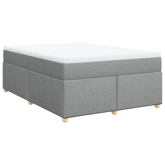 vidaXL Κρεβάτι Boxspring με Στρώμα Ανοιχτό Γκρι 140x190 εκ. Υφασμάτινο