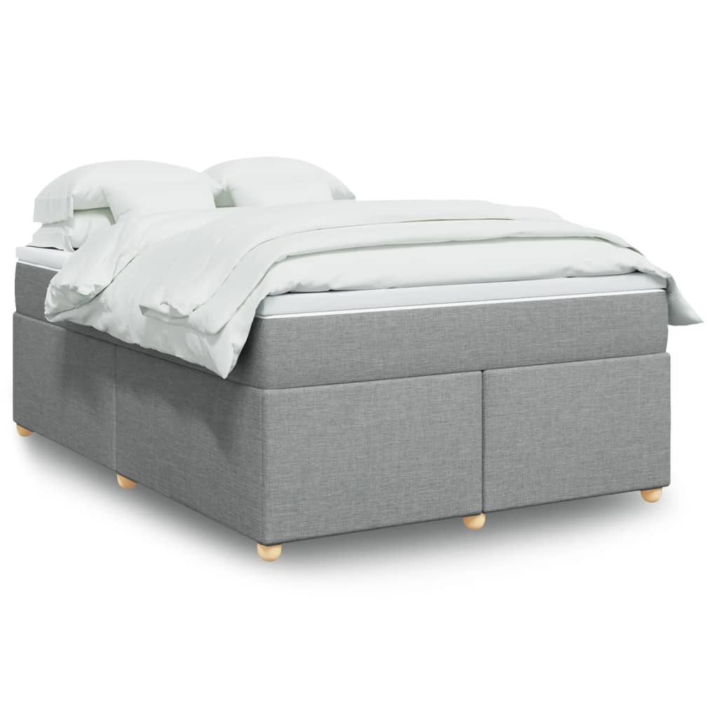 vidaXL Κρεβάτι Boxspring με Στρώμα Ανοιχτό Γκρι 140x190 εκ. Υφασμάτινο