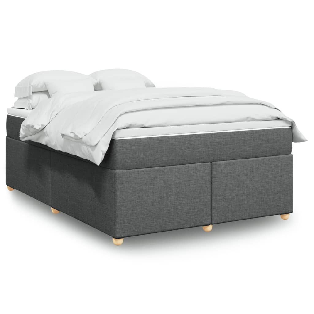 vidaXL Κρεβάτι Boxspring με Στρώμα Σκούρο Γκρι 140x190 εκ. Υφασμάτινο