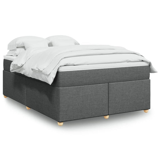 vidaXL Κρεβάτι Boxspring με Στρώμα Σκούρο Γκρι 140x190 εκ. Υφασμάτινο