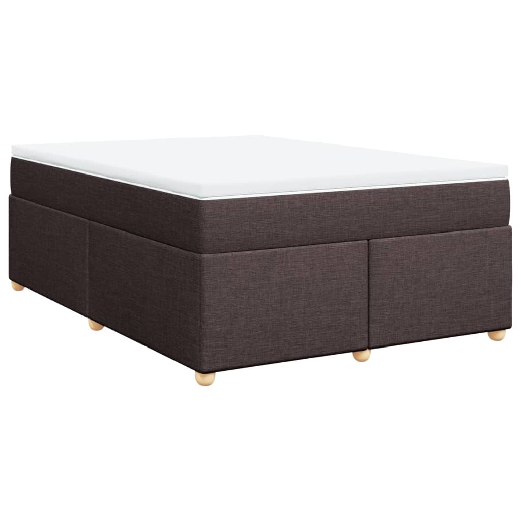 vidaXL Κρεβάτι Boxspring με Στρώμα Σκούρο Καφέ 140x190 εκ. Υφασμάτινο