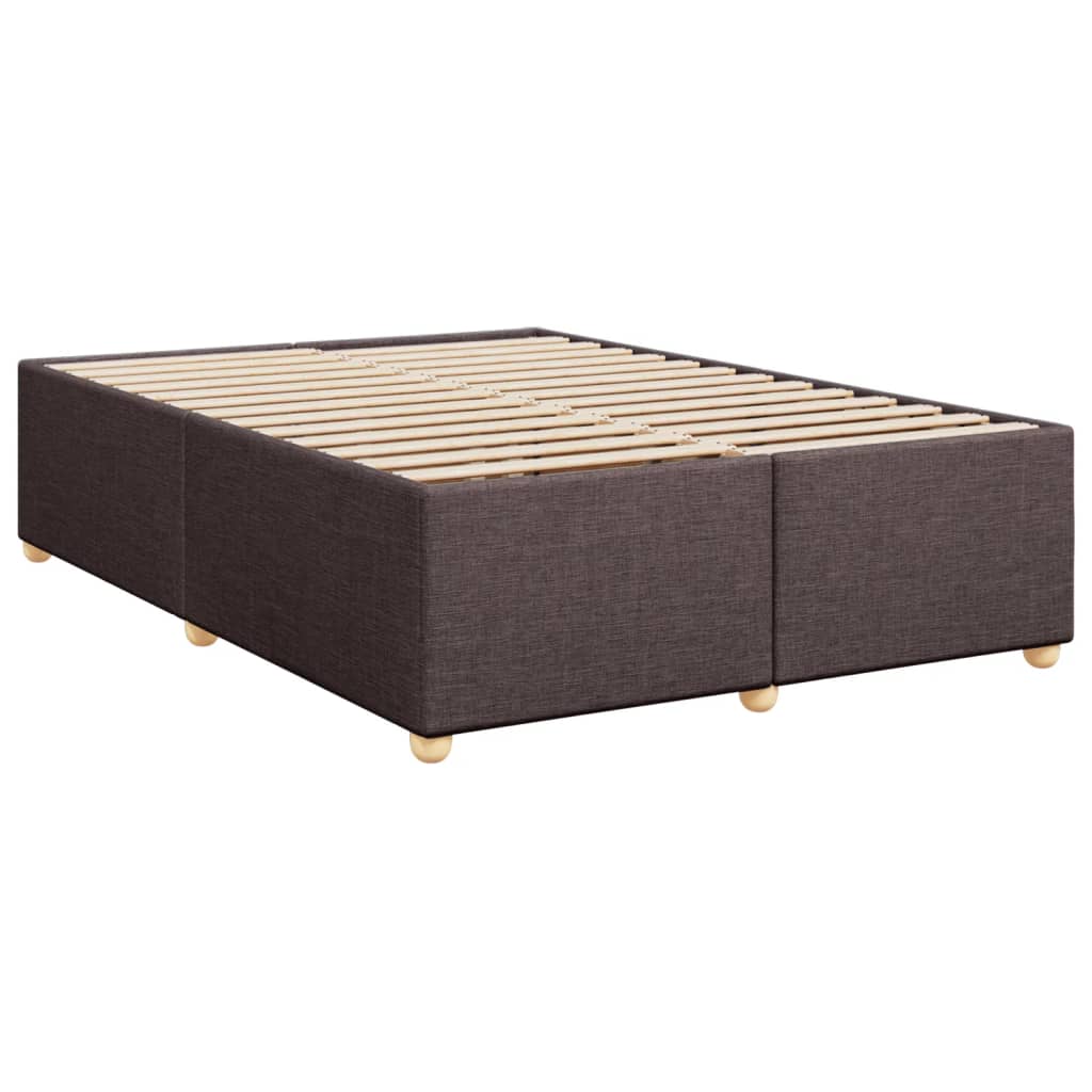 vidaXL Κρεβάτι Boxspring με Στρώμα Σκούρο Καφέ 140x190 εκ. Υφασμάτινο