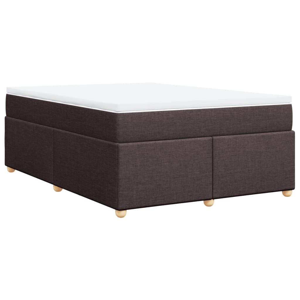 vidaXL Κρεβάτι Boxspring με Στρώμα Σκούρο Καφέ 140x190 εκ. Υφασμάτινο