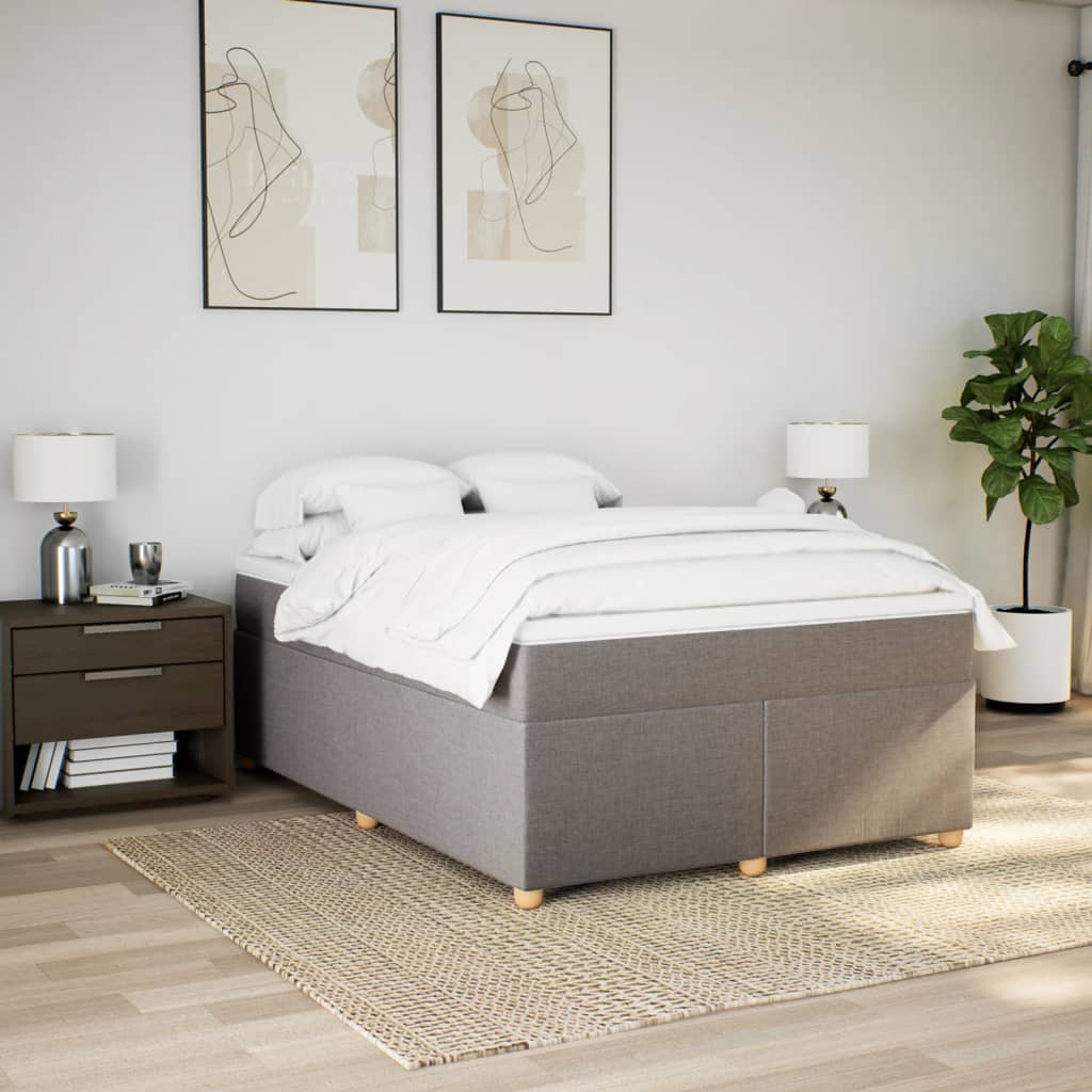vidaXL Κρεβάτι Boxspring με Στρώμα Taupe 140x190 εκ. Υφασμάτινο