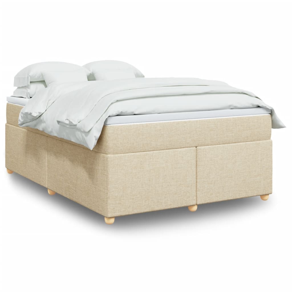 vidaXL Κρεβάτι Boxspring με Στρώμα Κρεμ 140x190 εκ. Υφασμάτινο