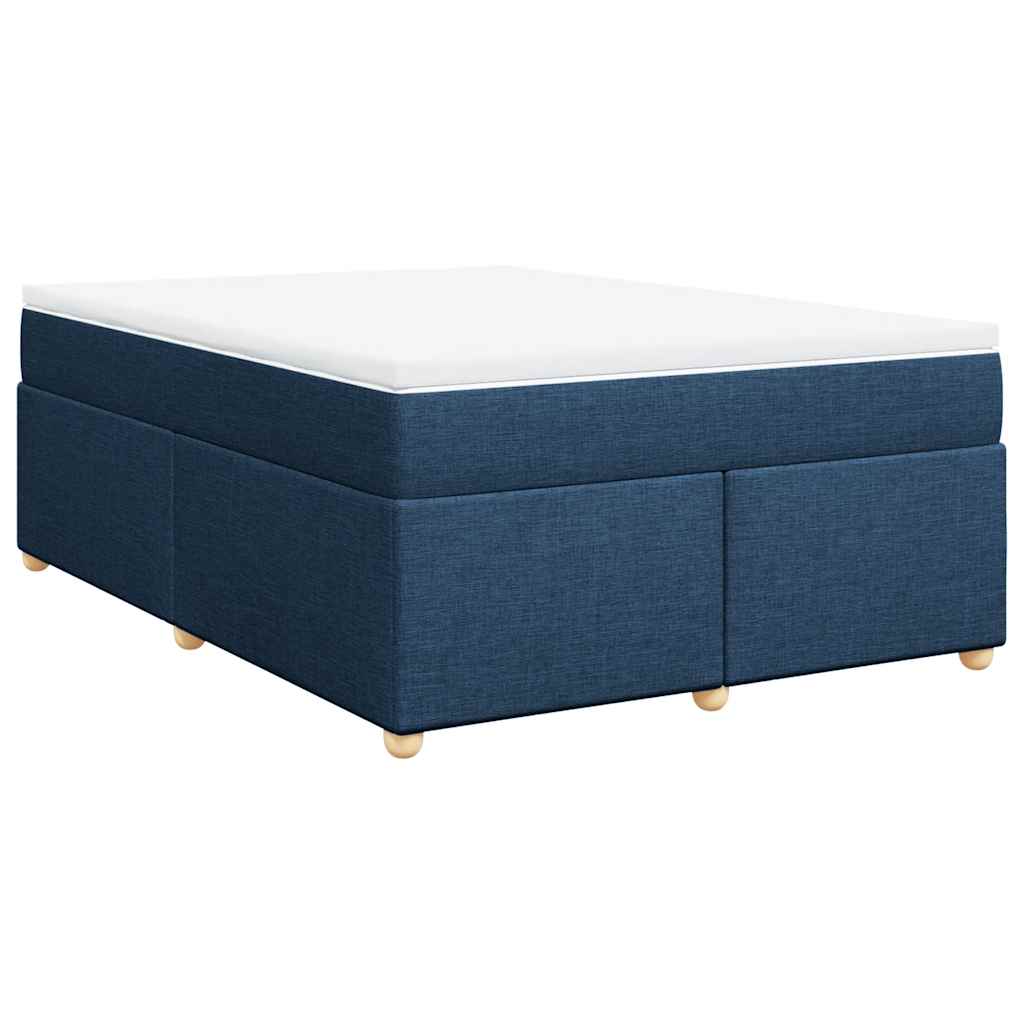 vidaXL Κρεβάτι Boxspring με Στρώμα Μπλε 140x190 εκ. Υφασμάτινο