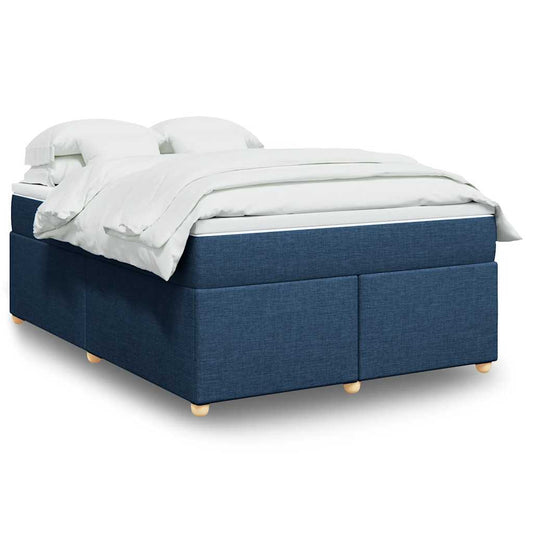 vidaXL Κρεβάτι Boxspring με Στρώμα Μπλε 140x190 εκ. Υφασμάτινο
