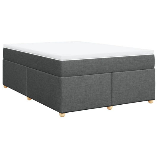 vidaXL Κρεβάτι Boxspring με Στρώμα Σκούρο Γκρι 140x200 εκ Υφασμάτινο