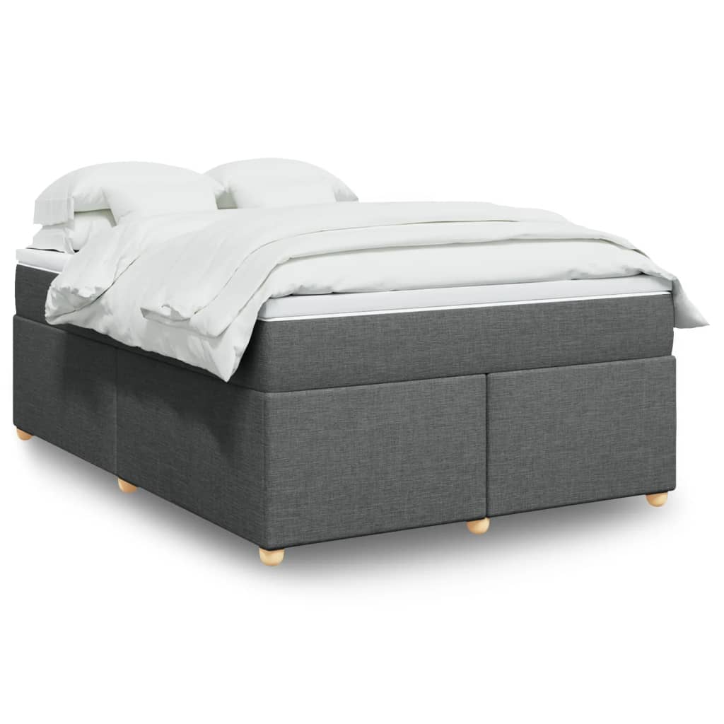 vidaXL Κρεβάτι Boxspring με Στρώμα Σκούρο Γκρι 140x200 εκ Υφασμάτινο