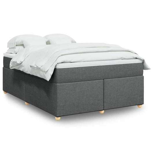 vidaXL Κρεβάτι Boxspring με Στρώμα Σκούρο Γκρι 140x200 εκ Υφασμάτινο
