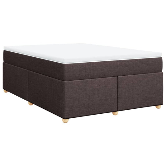 vidaXL Κρεβάτι Boxspring με Στρώμα Σκούρο Καφέ 140x200 εκ Υφασμάτινο