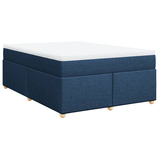 vidaXL Κρεβάτι Boxspring με Στρώμα Μπλε 140x200 εκ. Υφασμάτινο