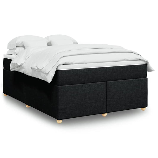 vidaXL Κρεβάτι Boxspring με Στρώμα Μαύρο 160x200 εκ. Υφασμάτινο